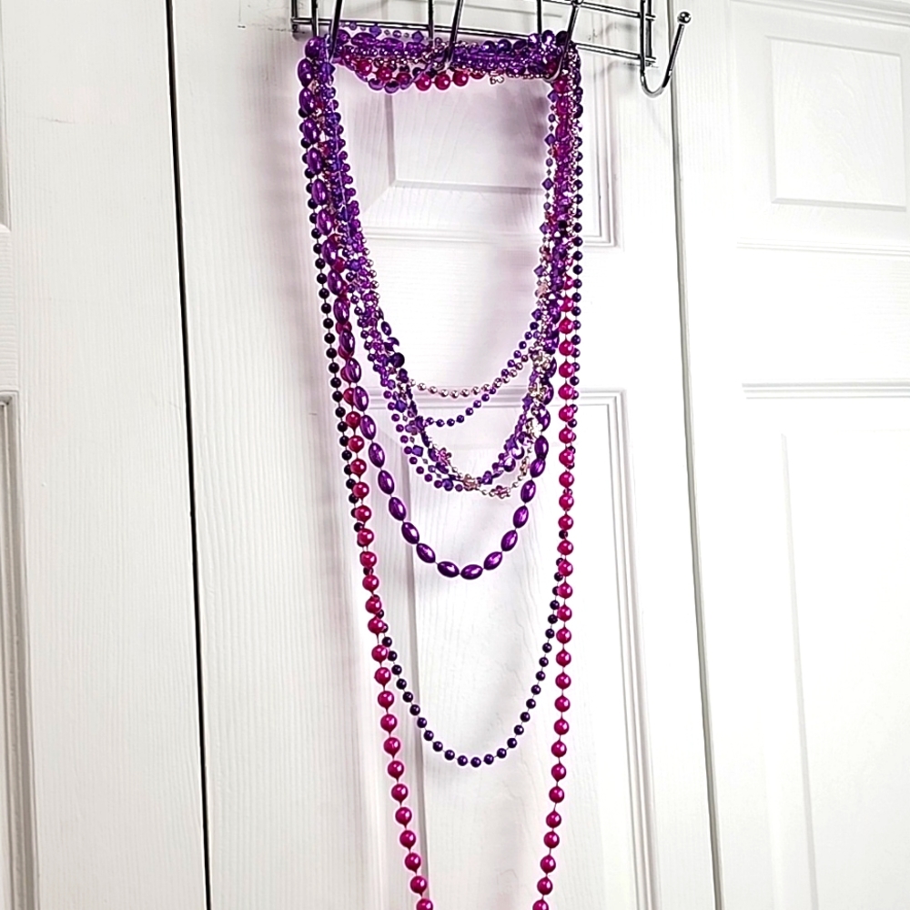 Multicolored Pink and Purple bead Necklaces  17 to 30 inches long